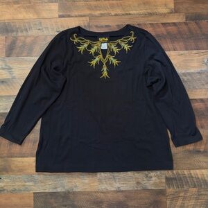 Bob Mackie Tunic Women's Wearable Art Embroidered Bohemian Top Shirt size 1x